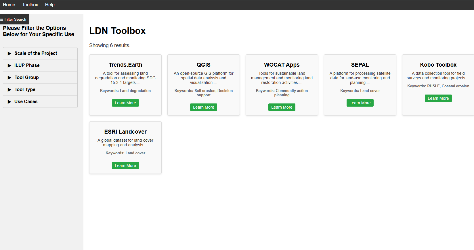 Screenshot of  web app