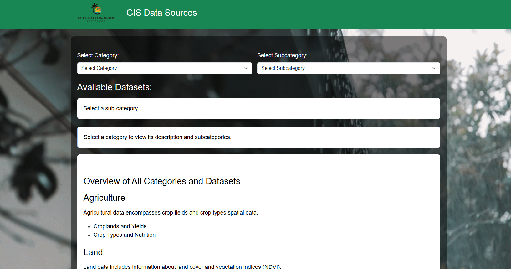 Screenshot of  web app