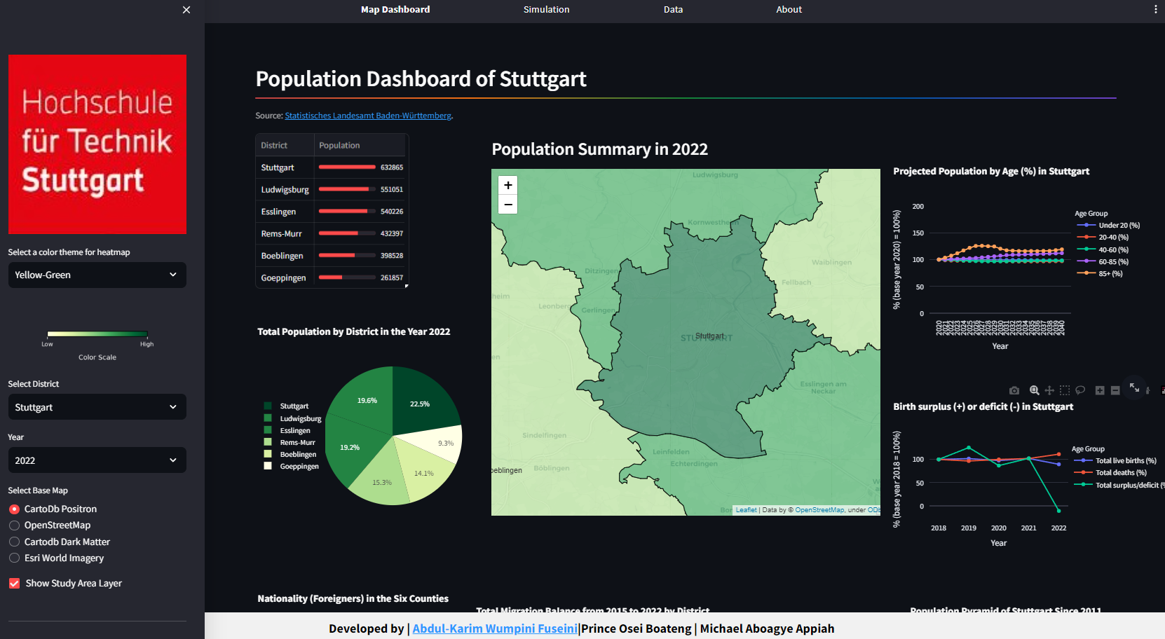 Screenshot of  web app