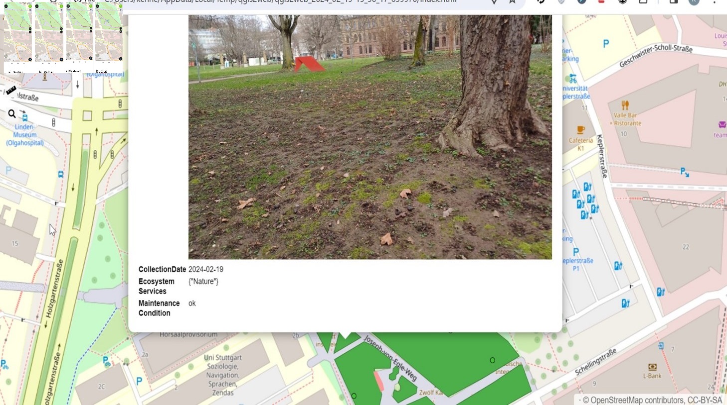 Screenshot of web app