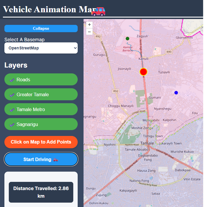 Screenshot of  web app