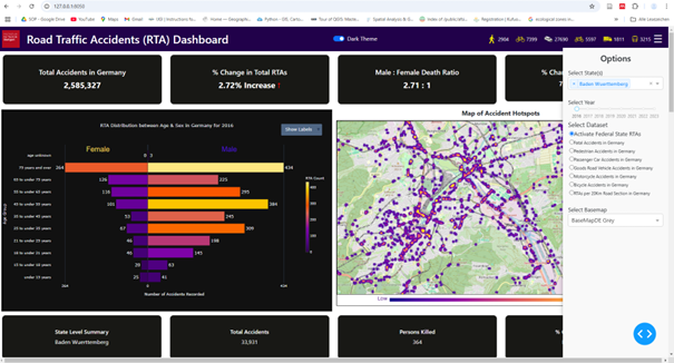 Screenshot of  web app
